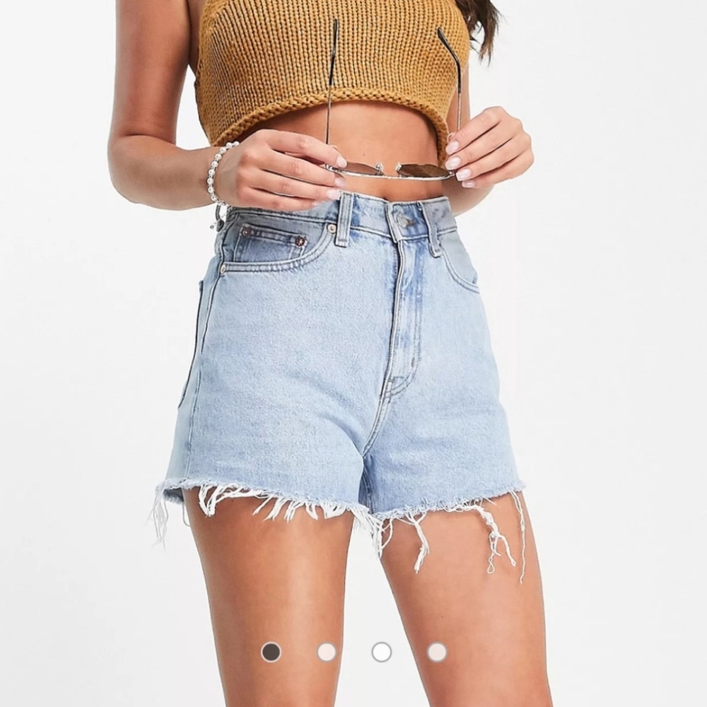 Weekday Rowe Cut Off Blue Jean Shorts
